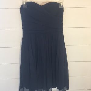 J. Crew Chiffon Taryn Strapless Dress Navy Blue